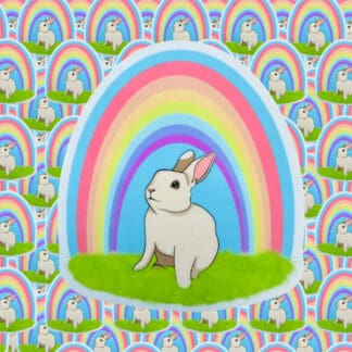 Bunny Under Rainbow Sticker